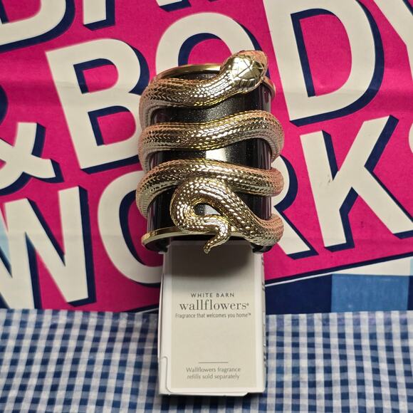 BBW Gold Snake Slithering Up Black Plug Wallflower Fragrance Plug In Home Decor - Picture 1 of 2